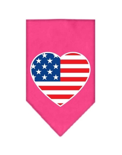 American Flag Heart Screen Print Bandana Bright Pink Large