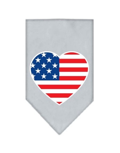 American Flag Heart Screen Print Bandana Grey Large