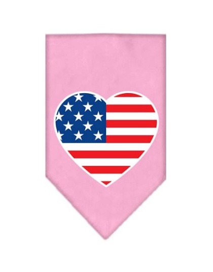 American Flag Heart Screen Print Bandana Light Pink Large