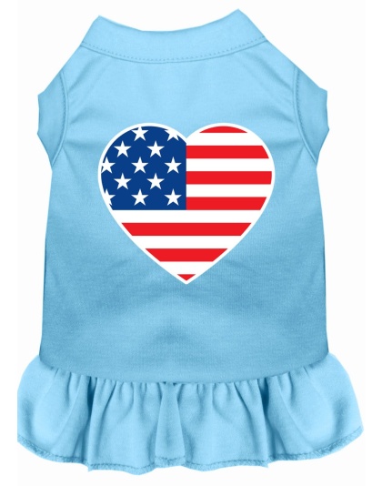 American Flag Heart Screen Print Dress Baby Blue 4X (22)