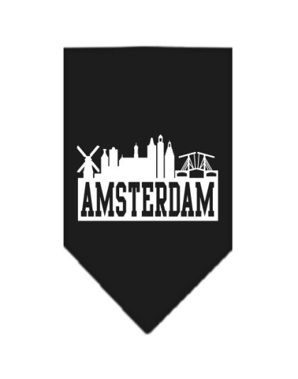 Amsterdam Skyline Screen Print Bandana Black Large