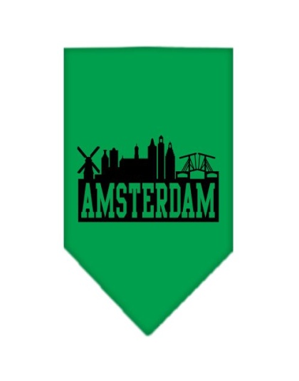 Amsterdam Skyline Screen Print Bandana Emerald Green Large