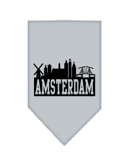 Amsterdam Skyline Screen Print Bandana Grey Large