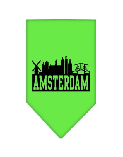 Amsterdam Skyline Screen Print Bandana Lime Green Large