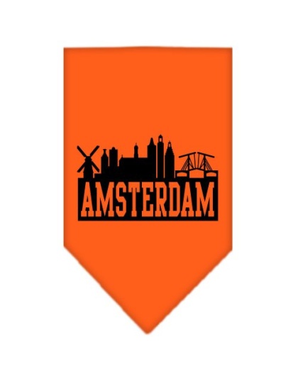 Amsterdam Skyline Screen Print Bandana Orange Large