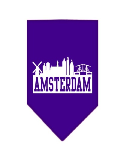 Amsterdam Skyline Screen Print Bandana Purple Large