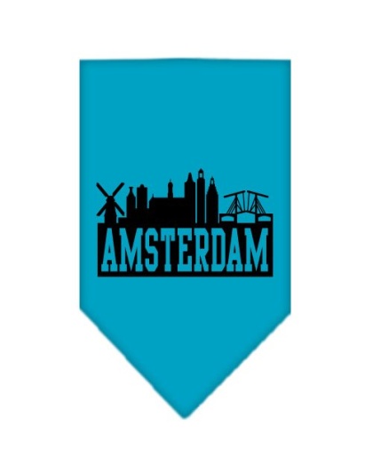 Amsterdam Skyline Screen Print Bandana Turquoise Large