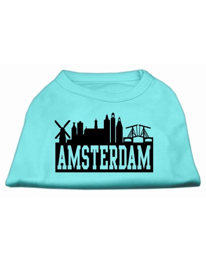 Amsterdam Skyline Screen Print Shirt Aqua Lg