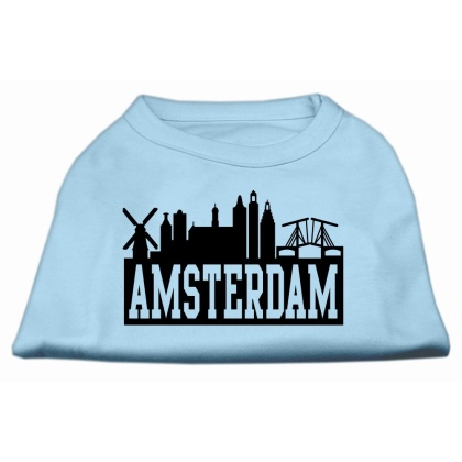 Amsterdam Skyline Screen Print Shirt Baby Blue Lg