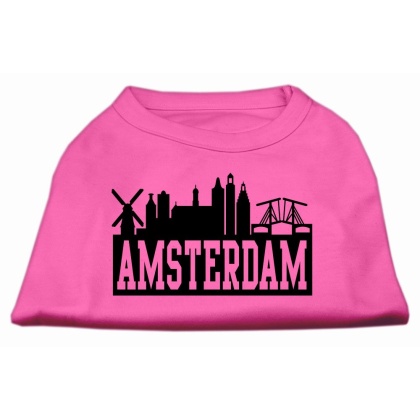 Amsterdam Skyline Screen Print Shirt Bright Pink Lg