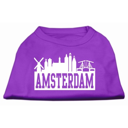 Amsterdam Skyline Screen Print Shirt Purple Lg