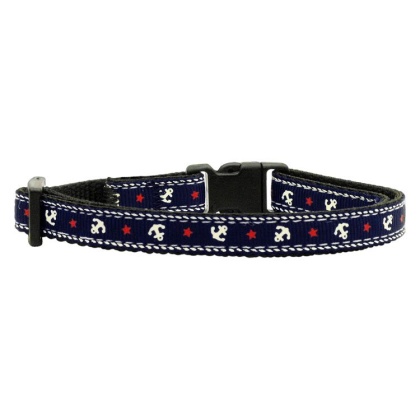 Anchors Nylon Ribbon Collar Blue Cat Safety