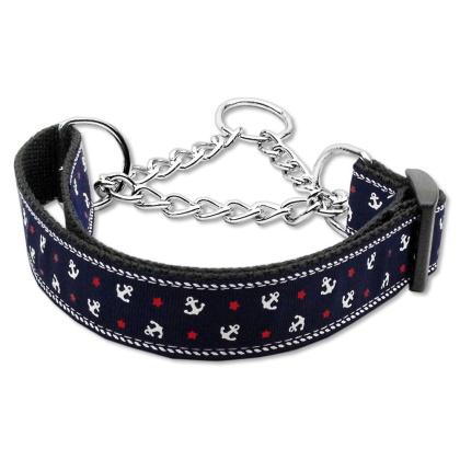 Anchors Nylon Ribbon Collar Martingale Blue Large