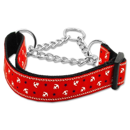 Anchors Nylon Ribbon Collar Martingale Red Large