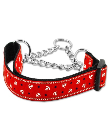 Anchors Nylon Ribbon Collar Martingale Red Large