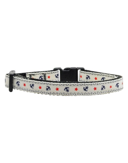 Anchors Nylon Ribbon Collar White Cat Safety