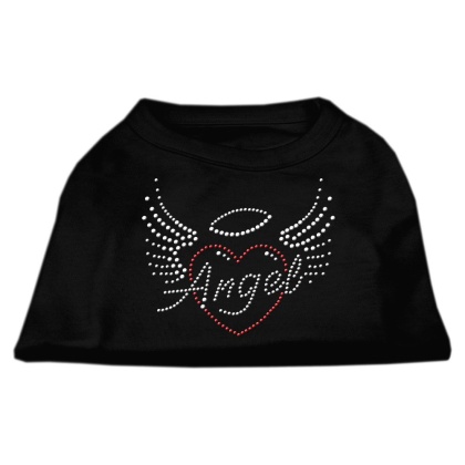 Angel Heart Rhinestone Dog Shirt Black Lg