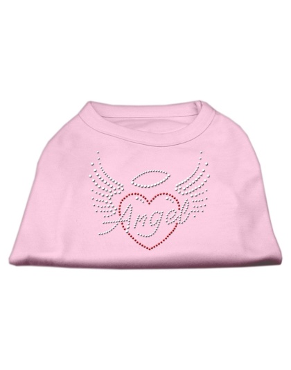 Angel Heart Rhinestone Dog Shirt Light Pink Lg