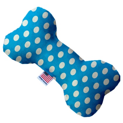 Aqua Blue Swiss Dots 10 Inch Canvas Bone Dog Toy