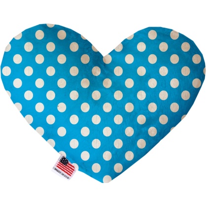 Aqua Blue Swiss Dots 6 Inch Canvas Heart Dog Toy