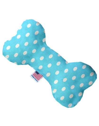 Aqua Polka Dots 10 inch Canvas Bone Dog Toy