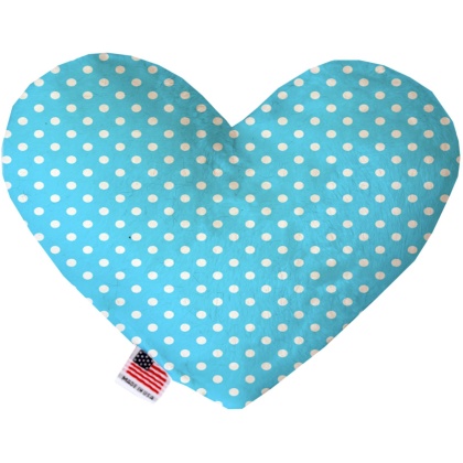 Aqua Polka Dots 6 inch Canvas Heart Dog Toy