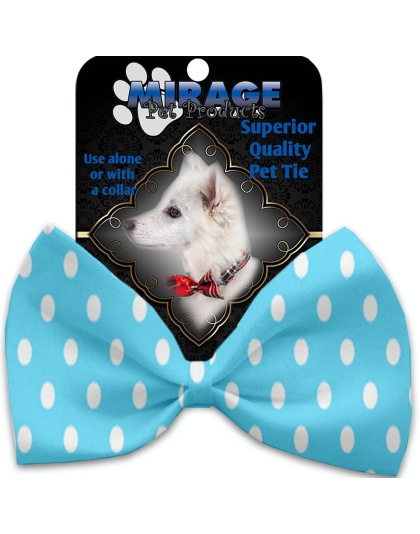 Aqua Polka Dots Pet Bow Tie