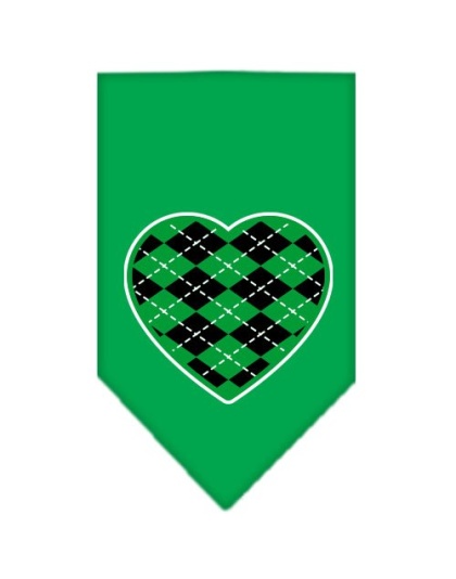 Argyle Heart Green Screen Print Bandana Emerald Green Large