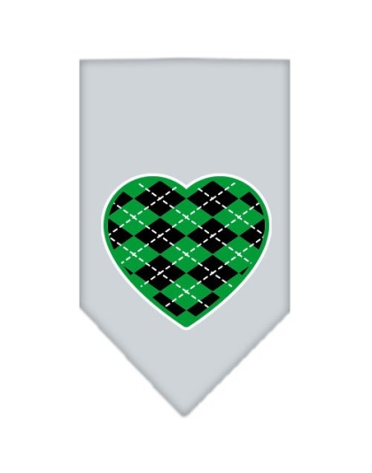 Argyle Heart Green Screen Print Bandana Grey Large