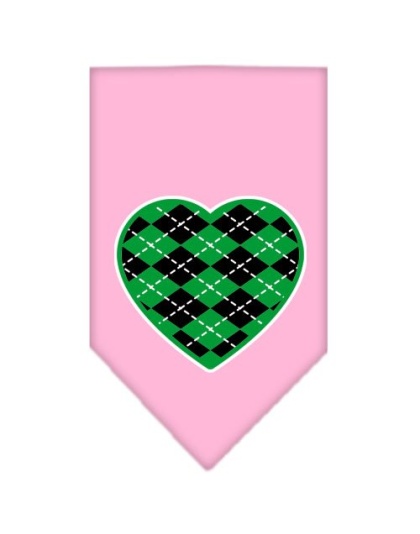 Argyle Heart Green Screen Print Bandana Light Pink Large