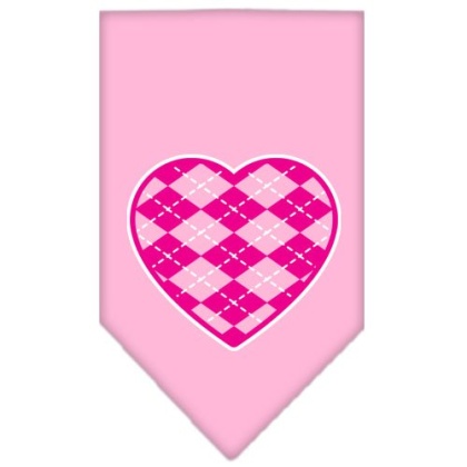 Argyle Heart Pink Screen Print Bandana Light Pink Large