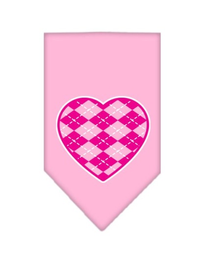 Argyle Heart Pink Screen Print Bandana Light Pink Large