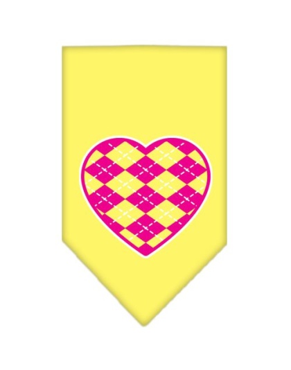 Argyle Heart Pink Screen Print Bandana Yellow Large