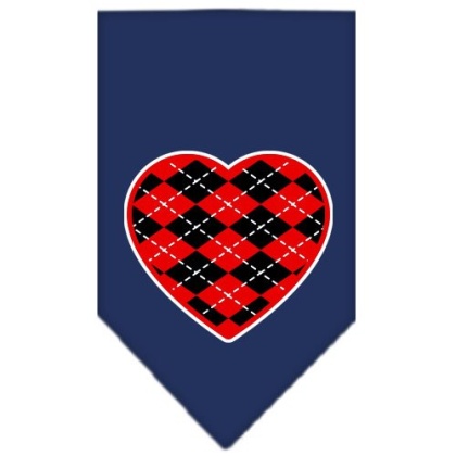 Argyle Heart Red Screen Print Bandana Navy Blue large