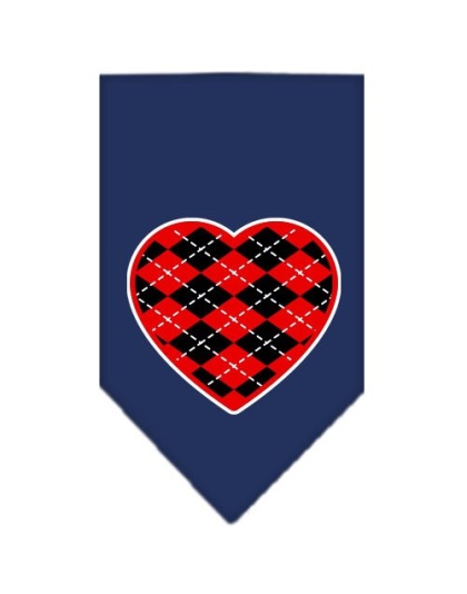 Argyle Heart Red Screen Print Bandana Navy Blue large