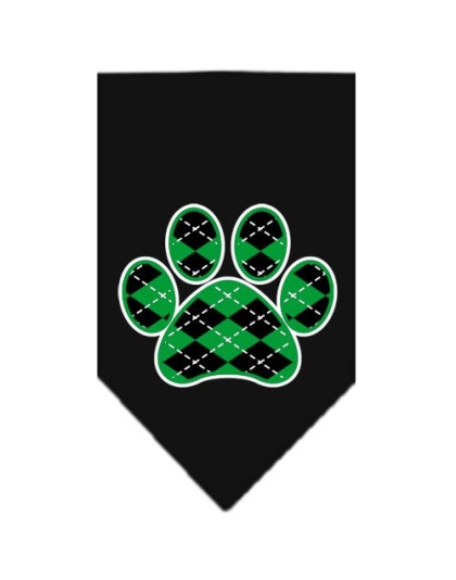 Argyle Paw Green Screen Print Bandana Black Large