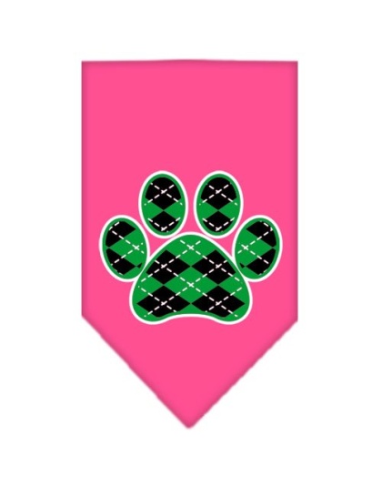 Argyle Paw Green Screen Print Bandana Bright Pink Large