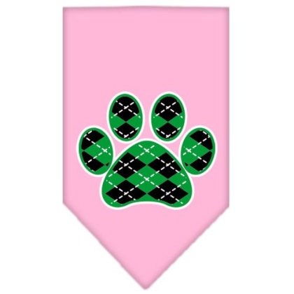 Argyle Paw Green Screen Print Bandana Light Pink Large