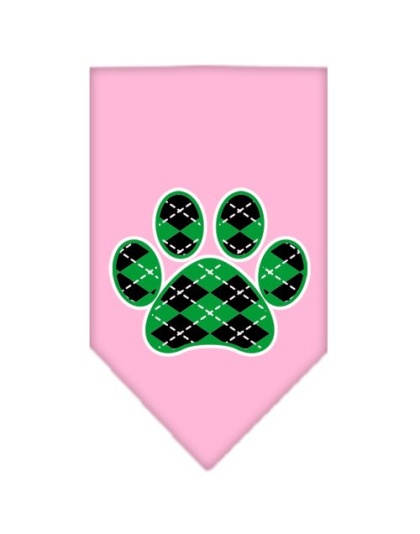 Argyle Paw Green Screen Print Bandana Light Pink Large