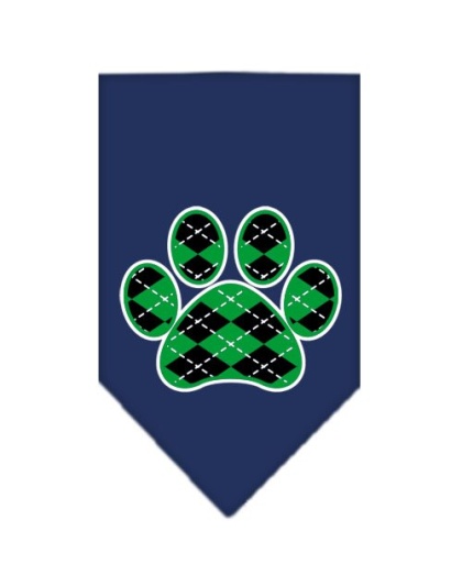 Argyle Paw Green Screen Print Bandana Navy Blue large