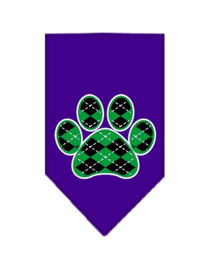 Argyle Paw Green Screen Print Bandana Purple Large