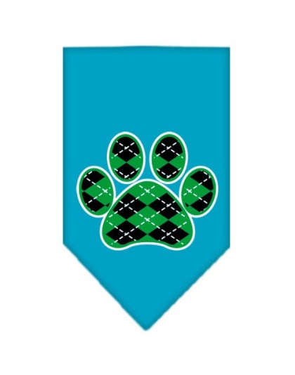 Argyle Paw Green Screen Print Bandana Turquoise Large