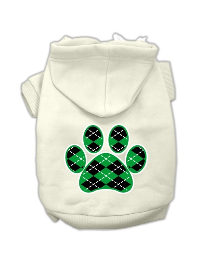 Argyle Paw Green Screen Print Pet Hoodies Cream Size L
