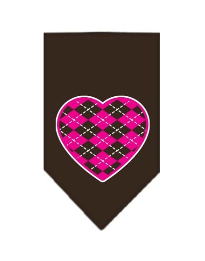 Argyle Paw Pink Screen Print Bandana Cocoa Large