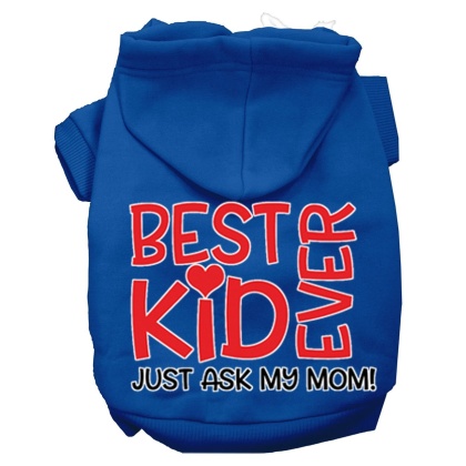 Ask My Mom Screen Print Dog Hoodie Blue L