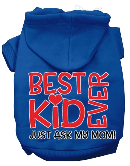 Ask My Mom Screen Print Dog Hoodie Blue L