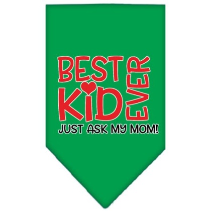 Ask My Mom Screen Print Pet Bandana Emerald Green Large