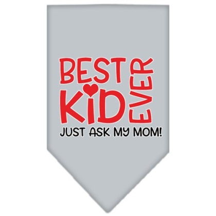 Ask My Mom Screen Print Pet Bandana Grey Large