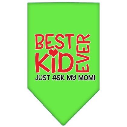 Ask My Mom Screen Print Pet Bandana Lime Green Large