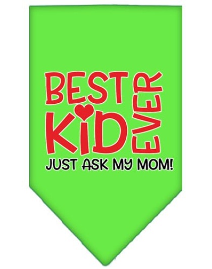 Ask My Mom Screen Print Pet Bandana Lime Green Large